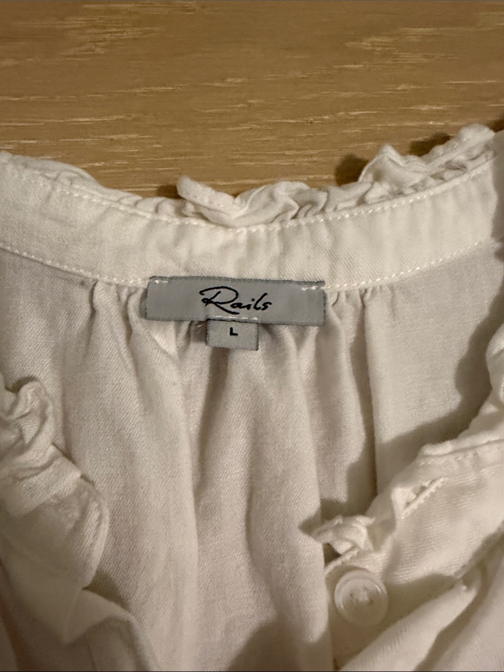 Rails White Ruffle Button-Front Blouse - Picture 2 of 5